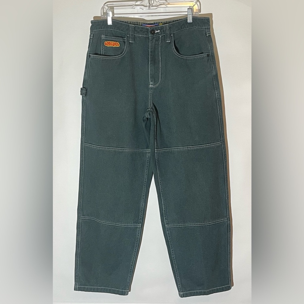 Empyre Grunge  90’s Y2K Style Skate Pants Relaxed Baggy  Men 32 Green Denim
